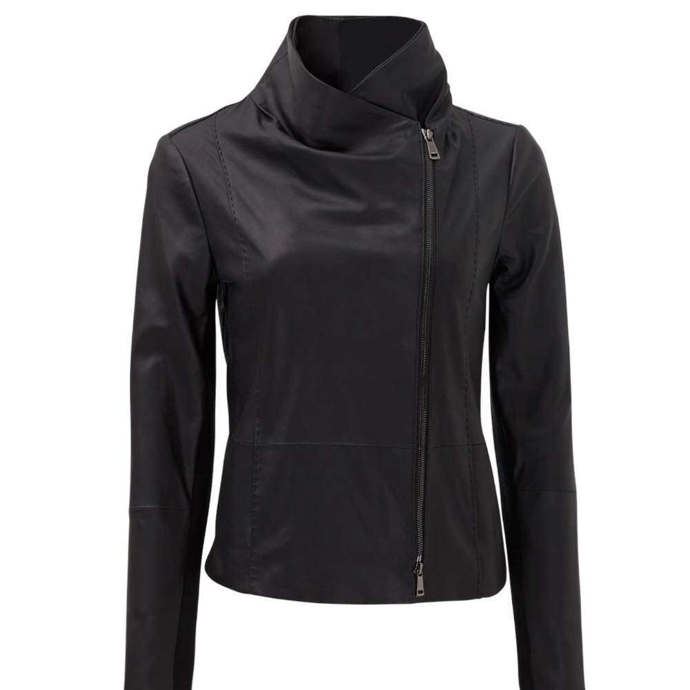 VINCE feather leather scuba jacket